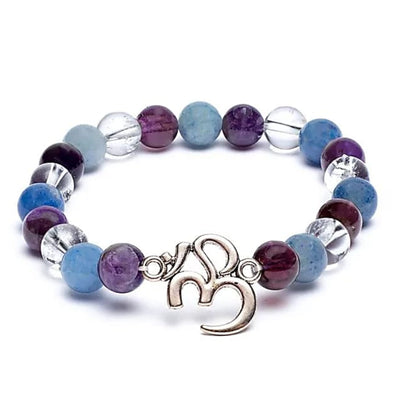Armband bergskristall, ametist och blå aventurin - Aum / Ohm / Oum