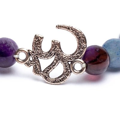 Armband bergskristall, ametist och blå aventurin - Aum / Ohm / Oum