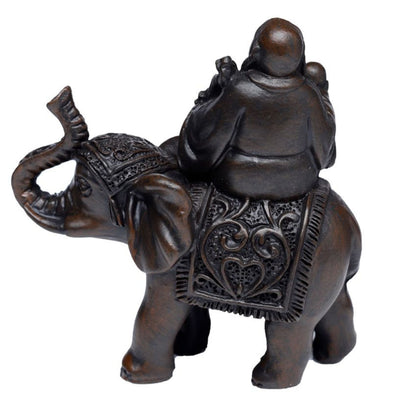 Lyckobuddha på elefant - träeffekt