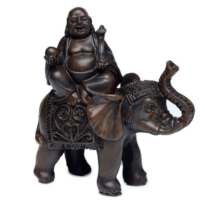 Lyckobuddha på elefant - träeffekt