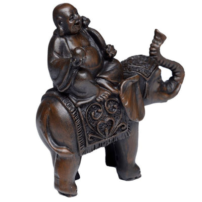 Lyckobuddha på elefant - träeffekt