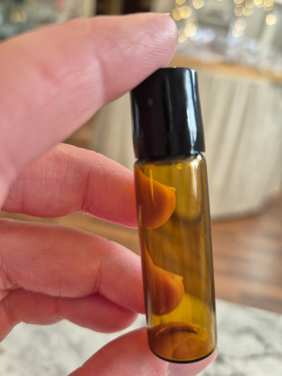 Glasflaska MINI roll-on med stålkula - brunt glas