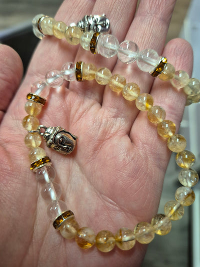 Armband citrin, bergskristall och Buddha