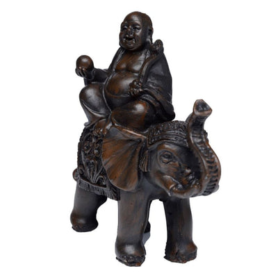 Lyckobuddha på elefant - träeffekt