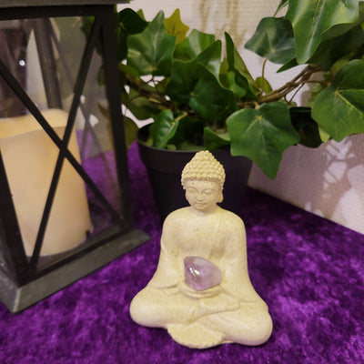 Buddha - gråbeige statyett