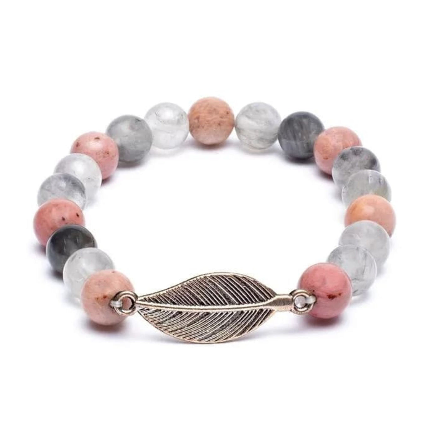 Armband - Rhodonit & grå kvarts