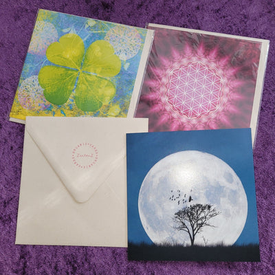 Kort med kuvert - Livets blomma. Flower of life. Ekologiskt